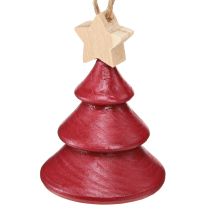 Itens Enfeites para árvore de natal abeto madeira vermelho branco 7,5cm 6 peças