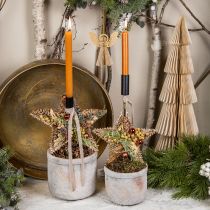 Itens Decorações para árvores de Natal, decorações de Advento, pingentes de estrela dourados W30cm 4 unidades