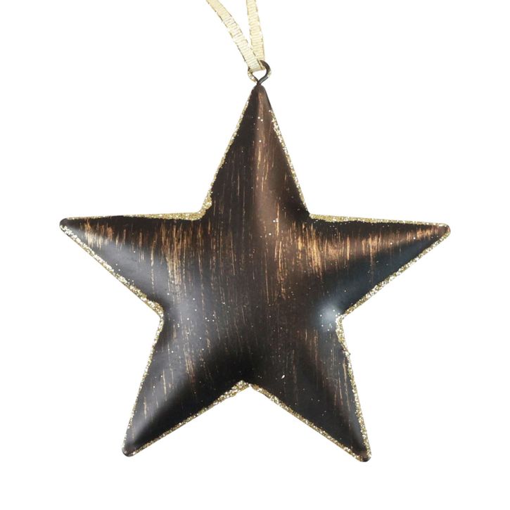 Itens Decoração de árvore de natal decoração estrela metal preto ouro Ø15cm 3 unidades