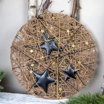 Decoração de árvore de natal decoração estrela metal preto ouro Ø15cm 3 unidades