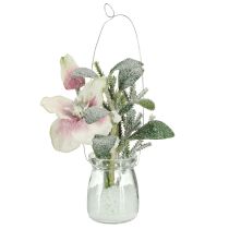 Itens Rosa de Natal artificial em vidro flores artificiais para pendurar H22cm