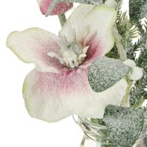Itens Rosa de Natal artificial em vidro flores artificiais para pendurar H22cm