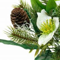 Buquê de rosas artificiais de Natal com abeto e cones Alt.26cm