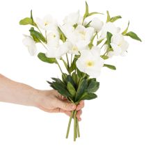 Itens Buquê de rosas artificiais de Natal brancas para decoração, 40 cm, 4 peças.