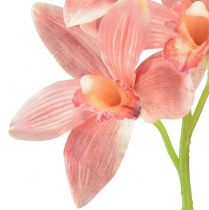 Itens Orquídea Cymbidium artificial 5 flores pêssego 65cm