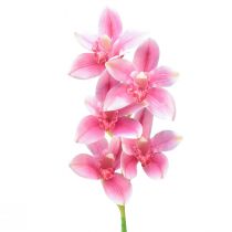 Itens Orquídea Cymbidium artificial 5 flores rosa 65cm