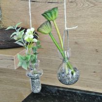 Itens Mini vasos de vidro para pendurar decoração de vidro com cabide de arame H14cm 4pcs
