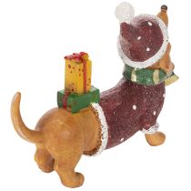 Itens Estatueta decorativa de dachshund com embalagem para presente e chapéu, 18 cm
