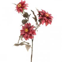 Flor artificial dália vermelha, flor de seda outono 72cm Ø9/11cm