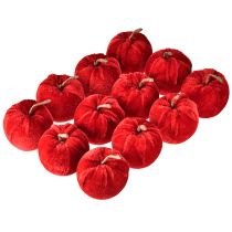 Itens Tecido decorativo de maçãs para decoração de outono veludo vermelho Ø5cm H6cm 12 peças