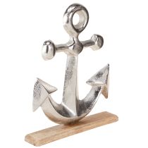 Itens Âncora Decorativa Metal Madeira Prata Natural 25,5x5,5x31cm