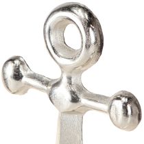 Itens Âncora Decorativa Metal Madeira Prata Natural 25,5x5,5x31cm