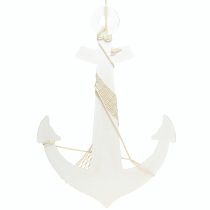 Itens Âncora decorativa branca azul decoração marítima para pendurar H58,5cm