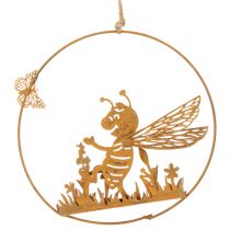 Itens Abelha decorativa de metal, acabamento enferrujado, decoração de jardim para pendurar, Ø14cm, 4 peças
