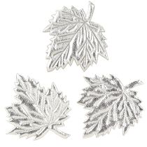 Itens Folhas decorativas de seda 5cm prata 60 un