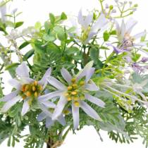 Buquê decorativo, flores de seda roxas, decorações de primavera, ásteres artificiais, cravos e eucalipto