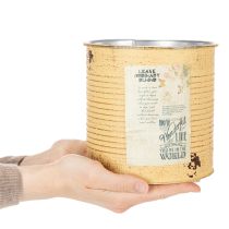Itens Vaso decorativo de metal cor damasco para plantas, decoração de verão, Ø15,5cm A15cm