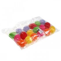 Itens Ovos decorativos flocados coloridos 4 cm 18 unidades