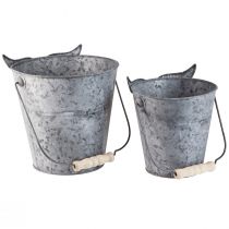 Itens Vaso decorativo coruja balde zinco com alça Ø15/19cm conjunto de 2