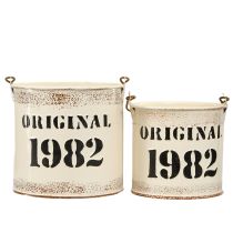 Itens Balde decorativo com alça “Original 1982” Creme Ø12/10cm Conjunto de 2 peças