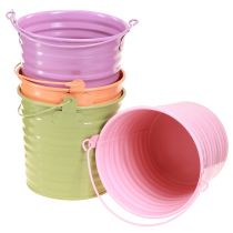 Itens Balde Decorativo Metal Planta Vaso Alça 4 Cores Ø11cm 8 Pçs