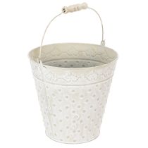 Itens Balde decorativo, pintado de branco, com alça, Ø20,5cm, vaso de metal para decoração.