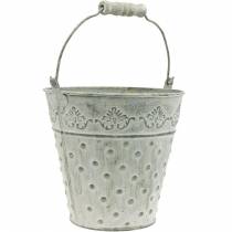 Itens Balde decorativo, branco lavado com alça Ø20,5cm, floreira, decoração em metal