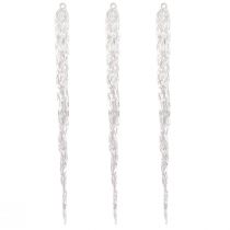Itens Pingentes de gelo decorativos para pendurar decoração de inverno transparentes 28,5 cm 3 peças