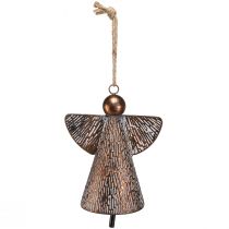 Itens Sino decorativo de anjo da guarda em metal, bronze e branco, estilo vintage shabby chic, 21 x 13,5 x 24 cm