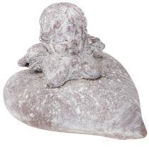 Itens Figura decorativa de anjo em coração feita de pedra fundida 15×13,5×12cm