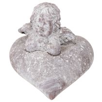 Itens Figura decorativa de anjo em coração feita de pedra fundida 15×13,5×12cm