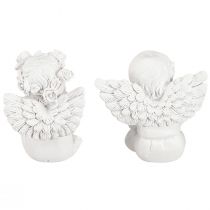 Itens Anjo decorativo com decoração de túmulo de coração em poliresina branca Alt.5cm 6 unidades