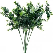 Ramo de eucalipto decorativo verde escuro plantas verdes artificiais de eucalipto 6 peças