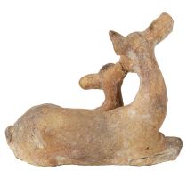 Itens Figura decorativa veado com fulvo fundido em pedra marrom branco 20×11×17cm