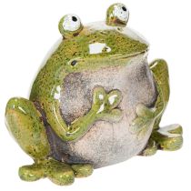 Itens Sapo decorativo de cerâmica verde e marrom estilo vintage, 15,5 cm de comprimento.