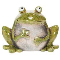 Itens Sapo decorativo de cerâmica verde e marrom estilo vintage, 15,5 cm de comprimento.