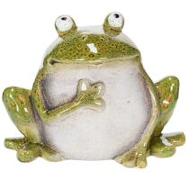 Itens Sapo decorativo de cerâmica verde e marrom estilo vintage, 15,5 cm de comprimento.