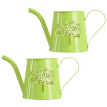 Itens Regador decorativo de metal, com desenho de dente-de-leão, verde, 12 cm de altura, conjunto de 2 peças, vaso decorativo, estilo shabby chic