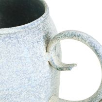 Itens Regador decorativo vintage em metal branco e azul, 32x11x18cm, acessório decorativo.