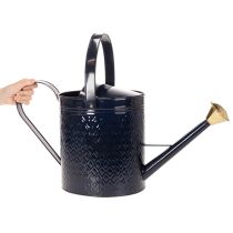 Itens Regador decorativo em metal xadrez azul e dourado vintage, design retrô para uso interno, jardim ou varanda, 65 cm