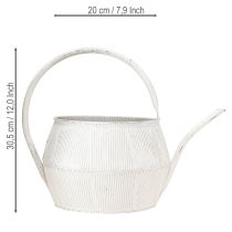 Itens Regador decorativo branco vintage em metal com ranhuras, vaso de flores de 25 cm