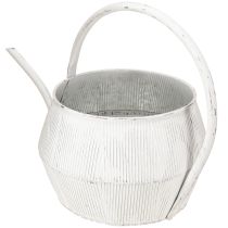 Itens Regador decorativo branco vintage em metal com ranhuras, vaso de flores de 25 cm