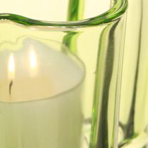 Itens Porta-velas decorativo de vidro em formato de flor verde Ø7,5cm A6cm 6 unidades