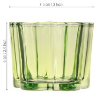 Itens Porta-velas decorativo de vidro em formato de flor verde Ø7,5cm A6cm 6 unidades
