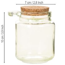 Itens Copo decorativo com tampa de cortiça e colher, verde, Ø7cm, A10cm, 2 peças