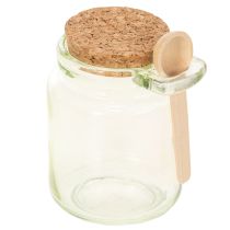 Itens Copo decorativo com tampa de cortiça e colher, verde, Ø7cm, A10cm, 2 peças