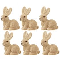 Itens Coelhinhos da Páscoa Decorativos Sentado Flocados – 2ª Escolha – Primavera 10cm 6 pcs