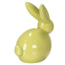 Itens Coelho decorativo, amarelo, verde e marrom, estatueta moderna de cerâmica para a Páscoa, 8,5 cm, conjunto de 3 peças.