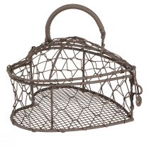 Itens Coração decorativo feito de arame para enchimento cinza vintage 14×13,5cm