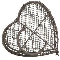 Itens Coração decorativo feito de arame para enchimento, cinza vintage, 14 x 13,5 cm